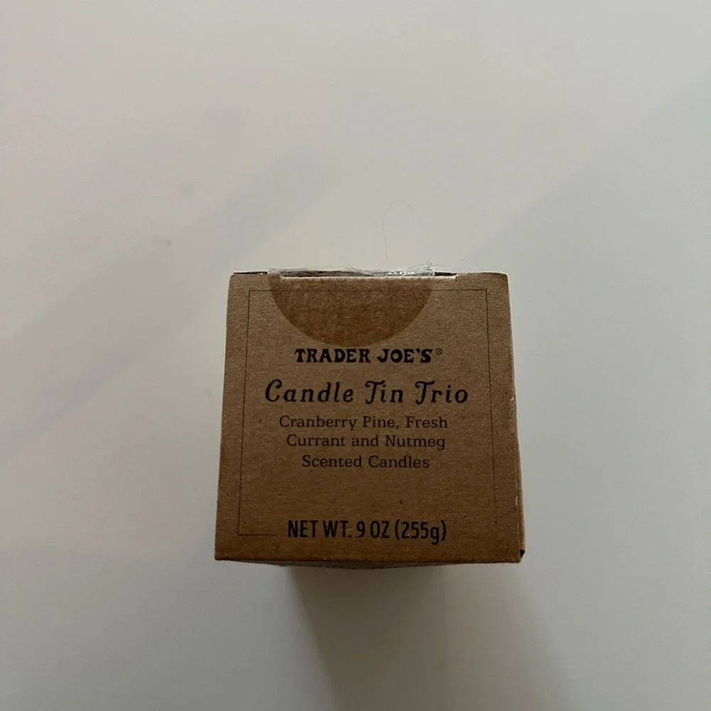 [NEW/SEALED] Trader Joe’s CANDLE TIN TRIO [Cranberry Pine/Fresh Currant/Nutmeg]